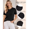 thumbnail image 4 of QUALFORT Women’s Short Sleeve Cable Knit Sweater, Crew Neck Lightweight Pullover, Black, Size L, 4 of 7