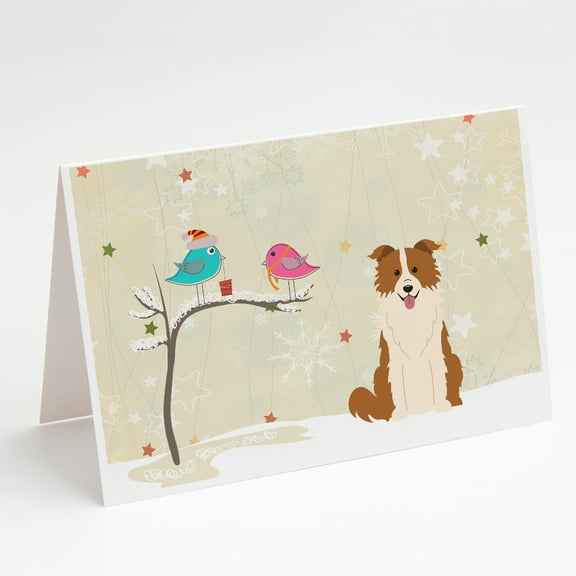 Christmas Presents between Friends Border Collie - Red and White Greeting Cards and Envelopes Pack of 8