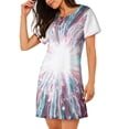 thumbnail image 2 of Susaid Blue Swirl Fireworks Pattern Sleep Shirts for Women Short Sleeve Night Shirts for Sleeping Pullover Nightgown Soft Nightdress, 2 of 6