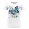 thumbnail image 5 of Blusa de manga corta con estampado digital de mariposa y cuello redondo informal para mujer Pompotops  hkajfhjk461350, 5 of 5