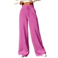 thumbnail image 1 of Pantalones de chándal de pierna ancha para mujer, pantalones casuales sueltos de color sólido, cómodos pantalones de chándal holgados, bolsillos rosa/L, 1 of 6