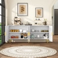 thumbnail image 6 of Entrintou 64.8"Fluted Sideboard Buffet Cabinet,4 Door,6 Center-Support Legs,150 lb Top, For Dining Room, Living Room,White with Gold Hardware, 6 of 11