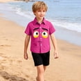 thumbnail image 5 of DAETIROS Hot Pink Boys Emoji Print Short Sleeve Button Up Shirt - Soft Stretchy Casual Tee for Kids Summer Daily Wear,Size 2 T, 5 of 8