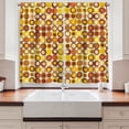 thumbnail image 2 of Ambesonne Mid Century Kitchen Curtains, Design Retro Square, 55"x39", Brown Yellow Coral, 2 of 3