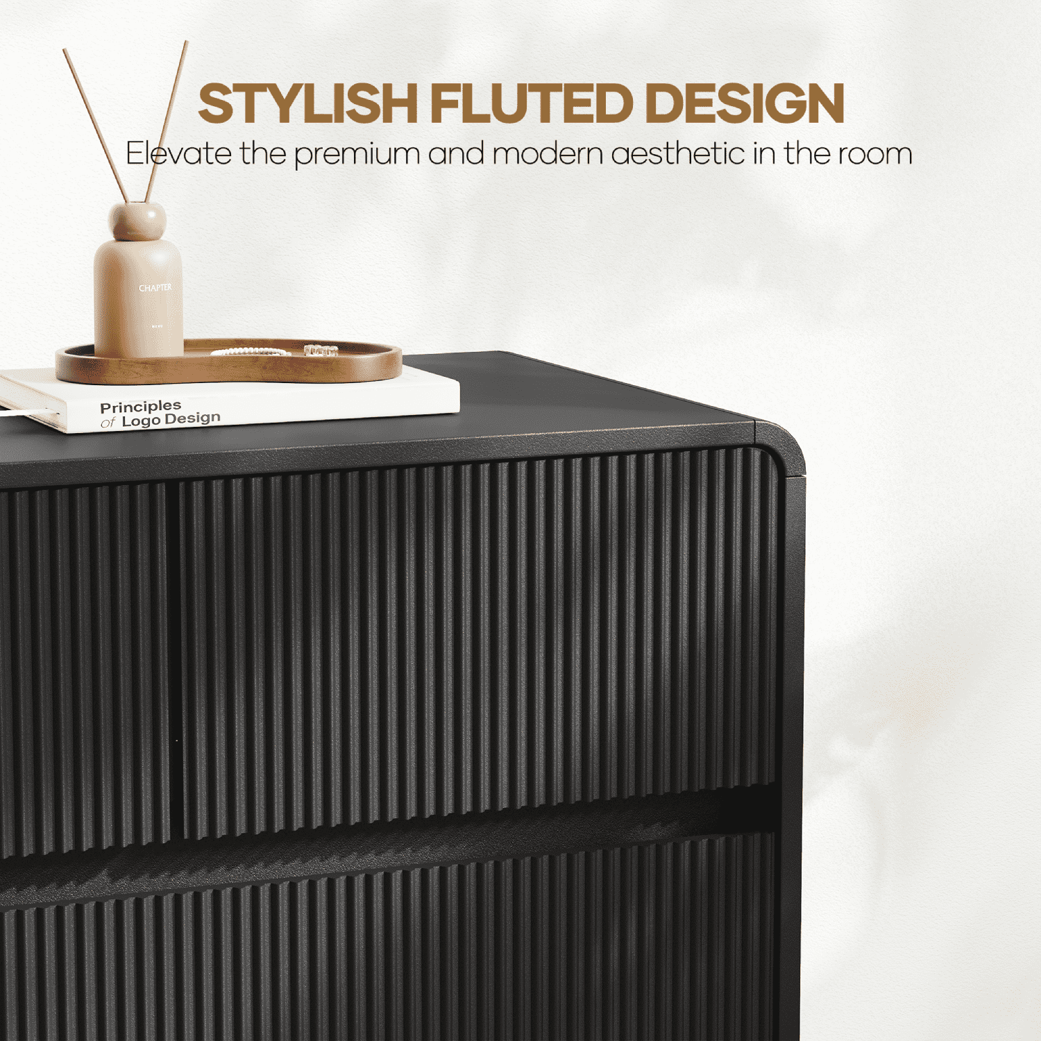 MARNUR 7 Drawer Dresser for Bedroom, Wooden Chest of Drawers for Closet, with Wide Top, Smooth Glides, for Living Room, Hallway, Kids Room, Black