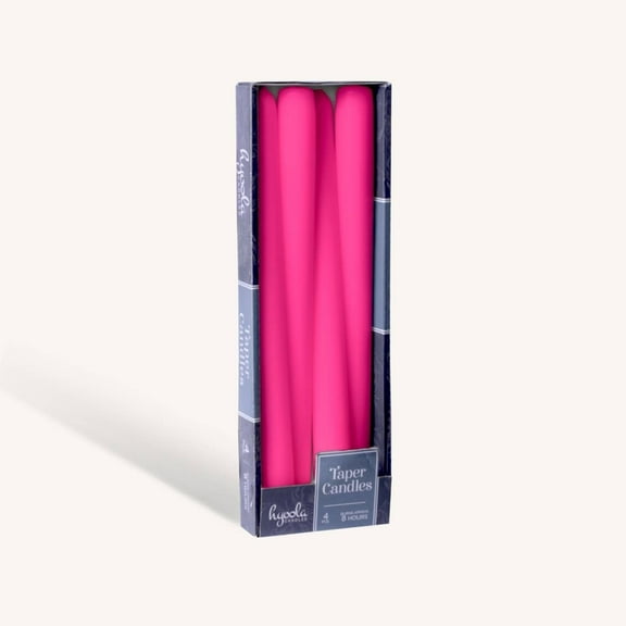 Hyoola 12" Fuchsia Pink Dripless European Made Taper Candles, Unscented Paraffin Wax with Cotton Wicks, 4-Pack