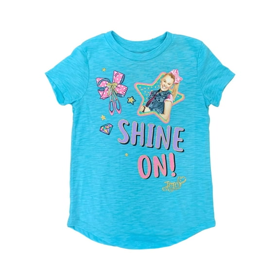 JoJo "Shine On" Girls Short Sleeve Blue Gold Glittery Tee Shirt T-Shirt 4