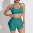 thumbnail image 2 of Hessimy Workout Sets for Women 2 Piece - Seamless Yoga Outfits Shorts and Padded Sports Bra Gym Athletic Clothing Set(Dark Green,M), 2 of 6