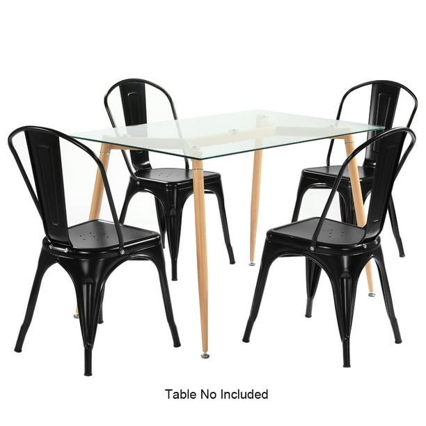 Black Metal Dining Chairs Set Of 4 Stacking Modern Industrial With Back Indoor Outdoor Classic Living Room Chair Stackable Side For Bistro Kitchen Waiting Cafes W5152 Com Black Metal Dining Chairs Set Of 4, Black Metal Dining Chairs Set Of 4