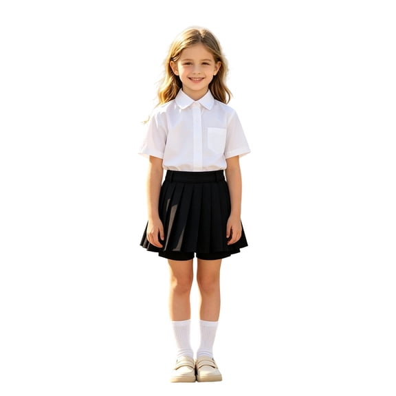 NinXxx High Waist Pleated Shorts Skirt Cute Playwear Summer Girls Black 11-12 Years