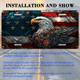 thumbnail image 3 of 1 Pcs License Plate Covers & Frames, Metallic - textured Bald Eagle with American Flag For Decorative Front, Aluminum License Plate Covers & Frames Cover For Men Women, 12" X 6", 3 of 7