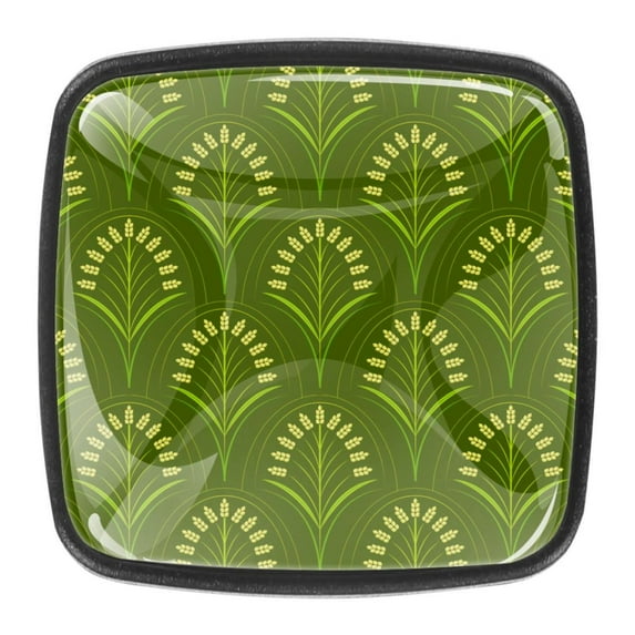 4 Pcs Square Cabinet Handle Cupboard Knob Drawer Pulls Handle Green Rice Field Drawer Knobs with Screws Furniture Decoration