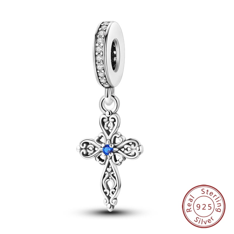 925 Sterling Silver Nossa Senhora Aparecida Dangle Charm with Zircon - Fits DIY Bracelets for Women