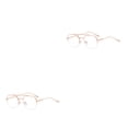 thumbnail image 2 of Minnieouse Gafas de lectura de medio marco para hombre, lentes lisos, a la moda, de doble viga, para miopía, para interiores Oro rosa 2piezas, 2 of 6