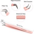 thumbnail image 3 of COZBIRD Fiber Tips Boot Lash Tweezers for Eyelash Extensions Rounded Tip Diamond Grip Ultra Precision Stainless Steel Volume Tweezers (CO-05), 3 of 6