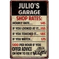 thumbnail image 1 of JULIO'S Garage Shop Rates Sign Man Cave Decor 16 x 24 Matte Finish Metal 116240010250, 1 of 1