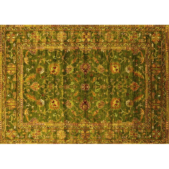 Ahgly Company Indoor Rectangle Oriental Yellow Industrial Area Rugs, 6' x 9'