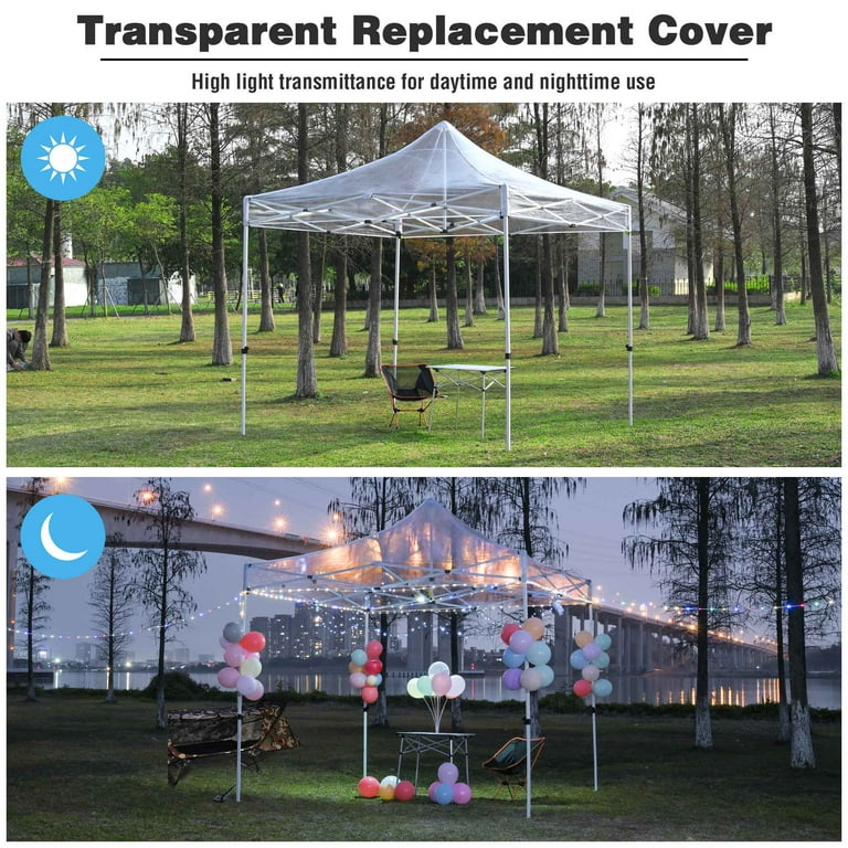 InstaHibit 10x10Ft Pop Up Canopy Top Replacement Transparent