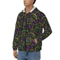 thumbnail image 3 of Goofa Neon Mardi Gras Pattern Mens Full-zip Hoodie, Zip-up Pullover Hooded Sweatshirt, Kangaroo Pocket Hoodie Ideal for Daily Wear, Travel, and Home-X-Large, 3 of 5