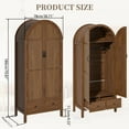 thumbnail image 3 of Wardrobe Closet Modern Armoire Wardrobe Closet 70.87" with Drawers and Arched Fluted Doors Wooden Bedroom Armoires with Shelves and Hanging Rod, 3 of 8