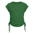 thumbnail image 4 of YunPes Girls Shirts Side Ruched Short Sleeve Crewneck 𝐅itted Tops Casual Summer Soft Tee Clothes 6‐15 Years Yoga Dance Streetwear, 4 of 4