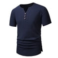 thumbnail image 6 of Summer Cotton Linen Vintage Henley Shirt Lightweight Casual Pullover Tops Side Slit Party Tees for Workout Fitness, 6 of 7