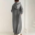 thumbnail image 6 of Extra-Long Zip Up Hoodies for Women Oversized Long Sleeve Fleece Jackets Casual Solid Hooded Outerwear with Pockets, 6 of 9