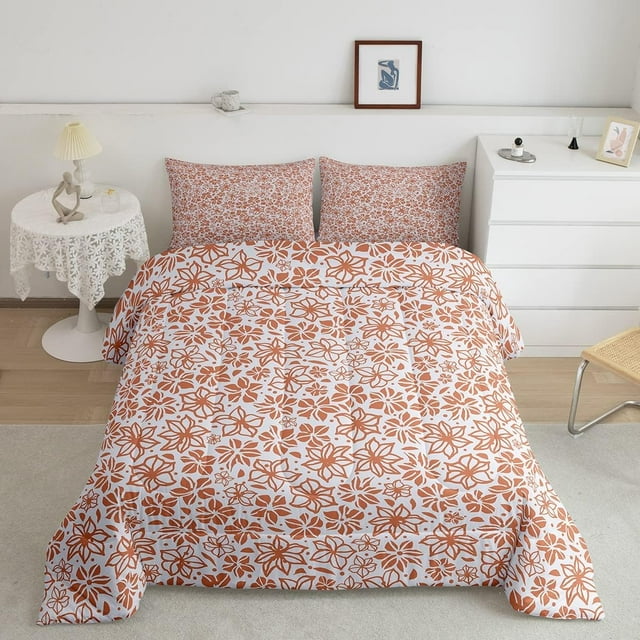 Floral Bedding Set, Abstract Flower Comforter Set for Girls Kids