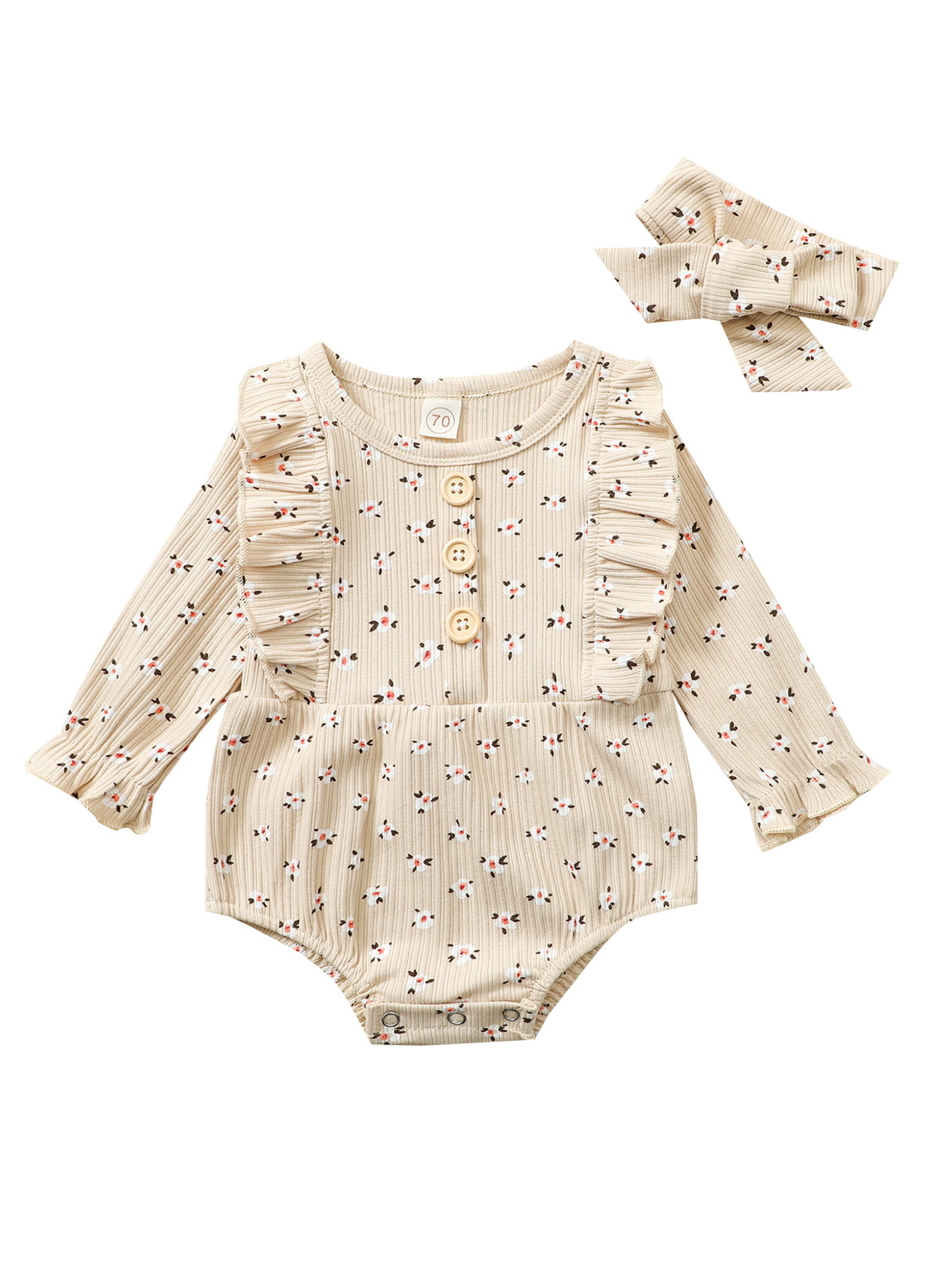 Infant Baby Girl Ruffle Bowknot Newborn Bodysuit Playsuit Romper Clothes 0-9M 