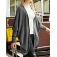 thumbnail image 2 of Doublju Womens Long Dolman Sleeve Open Front Round Shape Waffle Cardigan, 2 of 5