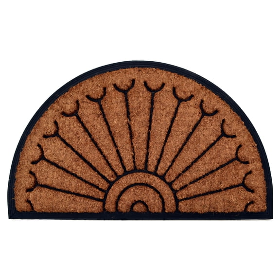 Imports Decor Inc 30" Black and Brown Peacock Design Decorative Hand Woven Doormat