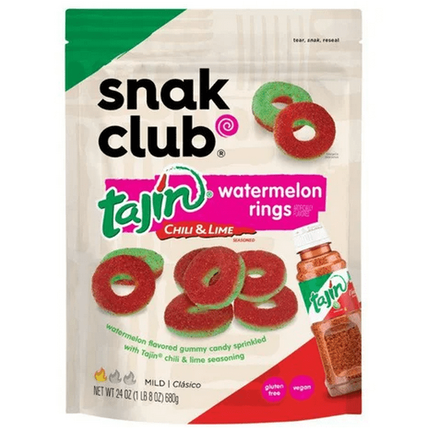 Snak Club Tajin Watermelon Rings Chili & Lime Seasoned Gummy Candy