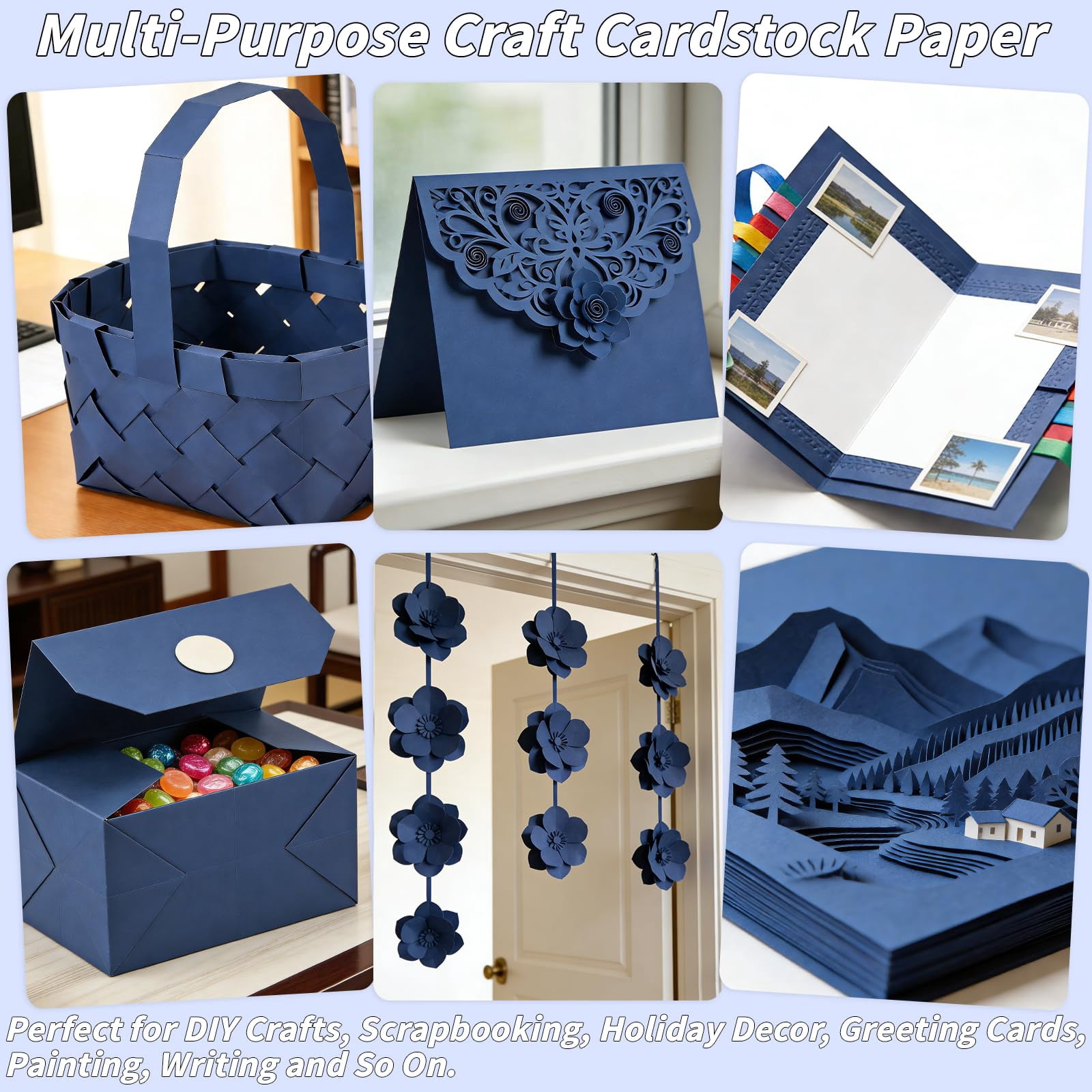 Navy Cardstock Paper 8.5'' X 11''  100 Sheets 180gsm/65 Lb Printer Cover Card Stock Construction For Making Printing Craft Drawing Scrapbooking School Supplies