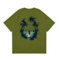 thumbnail image 3 of NAMTYQX Summer Shirts for Men Plus Size Soft Pattern Stretchy Baggy Crewneck Lightweight Lounges Casual Short Sleeve Mens T-Shirts Army Green Size 2XL, 3 of 5