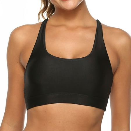 

WLJ Women Solid Color Cross Over Multi Spaghetti Straps Vest Sports Bras