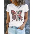 thumbnail image 1 of Short Sleeve Crew Neck Butterfly & Cross Print T-shirts, Women's Casual Top for Summer & Spring Tee For adult, Men, Women, Teen, Teenager, adolescent, Youth, 1 of 5