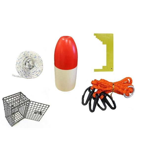 Crab Trap accessory kit, Crab trap rope,bait bag,Caliper,Harness,red white float.