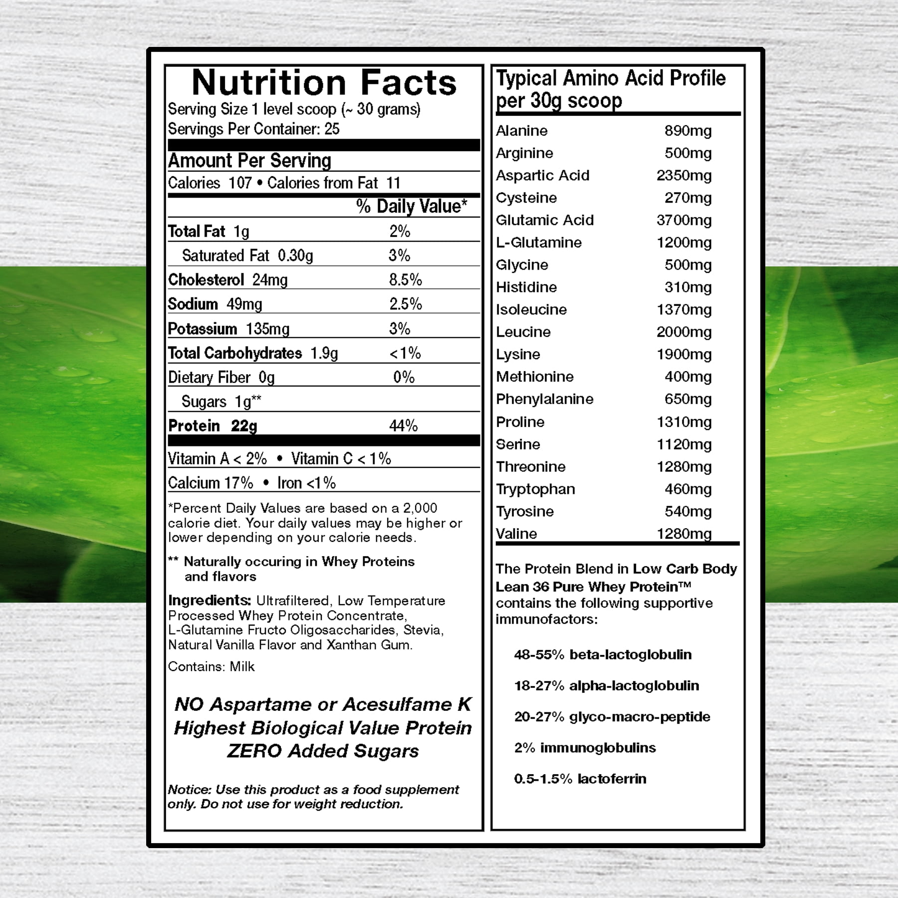 Whey Protein Pure 100 Percent 1.7 lb Undenatured Grass Fed by Doctors Nutra, Low Carb Low Fat, Rich Vanilla Flavor - Ultrafiltered Plus 1000 Milligrams L-Glutamine