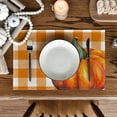 thumbnail image 6 of Smile Hello Fall Pumpkin Maple Leaves Placemats for Dining Table, 12 x 18 Inch Orange Buffalo Plaid Harvest Table Mats Set of 4 for Party Dining Decoration, 6 of 6