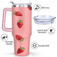 thumbnail image 3 of Mug with Handle and Straws 40 oz Insulated Strawberry Travel Cup Birthday Present for Men Dad Son Husband Gifts for Him/Her Coffee Mugs, 3 of 7