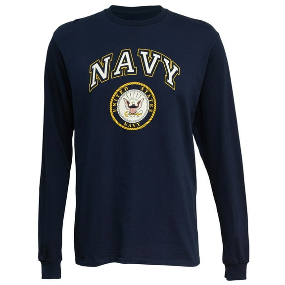 U.S. Navy Emblem Men's Graphic Print Long Sleeve T-Shirt in Navy, XL