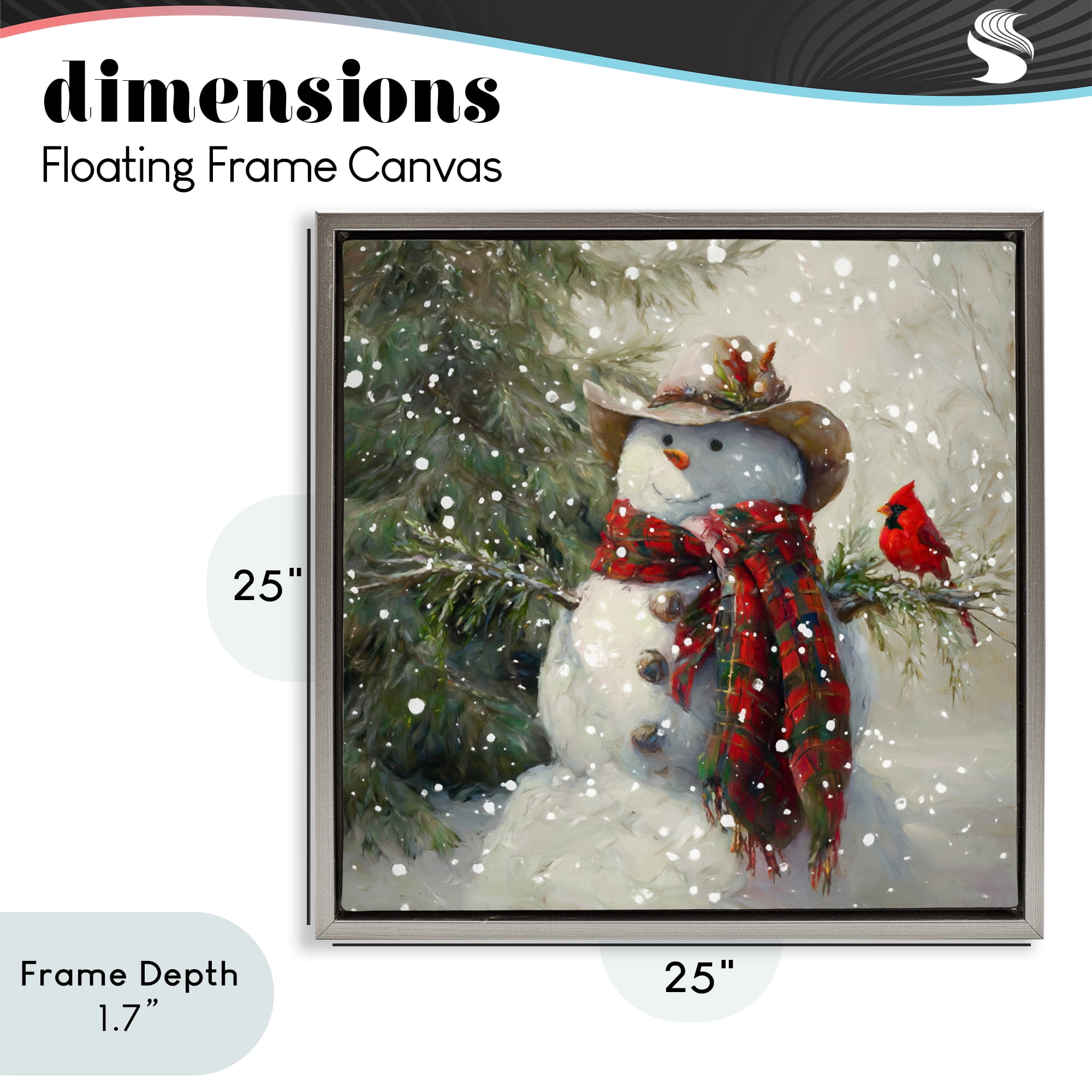 Stupell Industries Cowboy Snowman & Cardinal Gray Framed Floater Canvas Wall Art, design by Tina LeCour