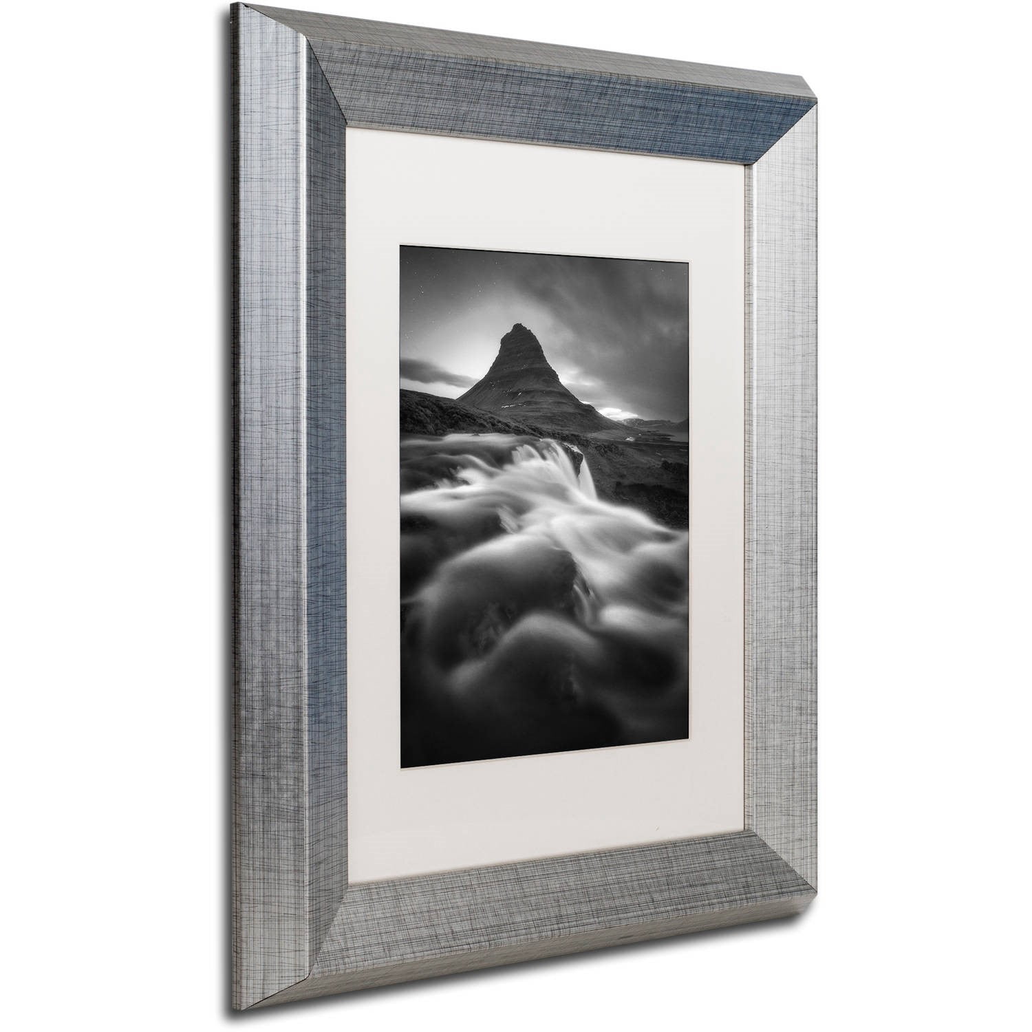 Trademark Fine Art "Kirkjufell" Canvas Art by Mathieu Rivrin, White Matte, Silver Frame