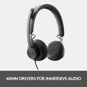 سماعة رأس ستيريو سلكية على الأذن بمنفذ USB من Logitech Zone 750