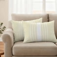 thumbnail image 3 of Outdoor Waterproof Pillow Covers White Striped on Yellow Decorative Throw Pillow Protectors,Pillowcase Cushion Cases for Patio Sofa Garden Couch,20x12in,Pack of 2, 3 of 9