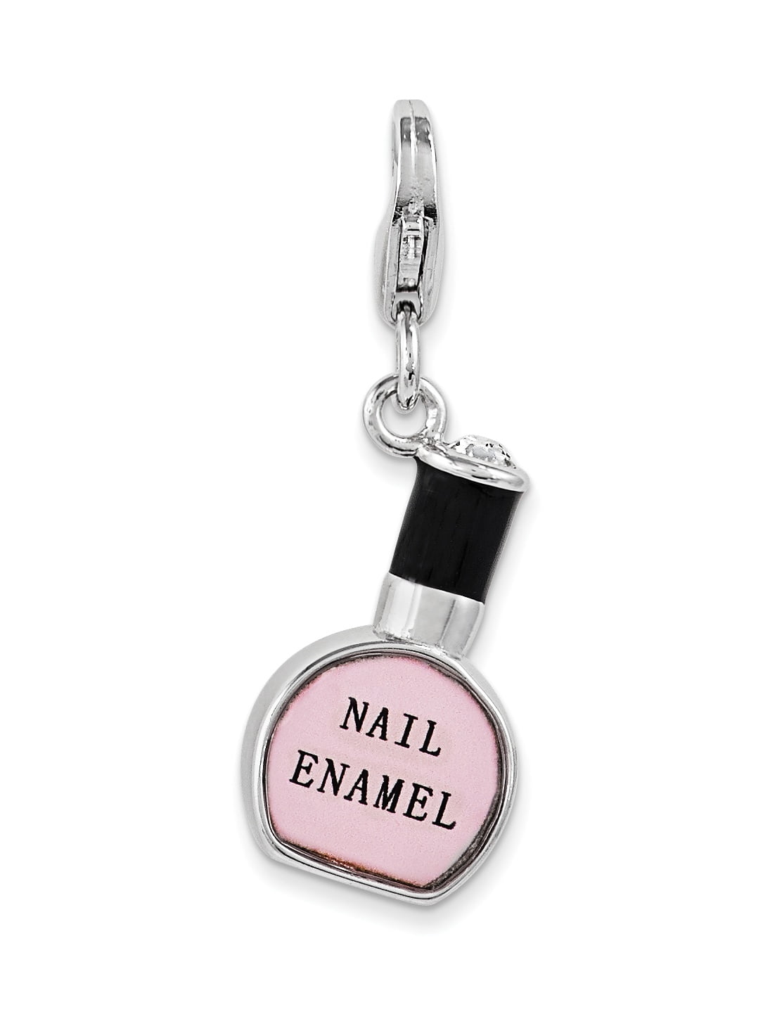 Sterling Silver Amore La Vita Rhod-Pl Enameled Nail Polish Bottle Charm (18 X 10) Made In China qcc1010