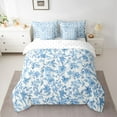 thumbnail image 2 of Manfei Girls Female Chic Floral Leaves Twin Bedding Sets 7-Piece,Botanical Plants Bedding Comforter Set Microfiber,Blue White Breathable Sheet Sets,Lightweight Room Decor,Reversible, 2 of 8