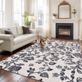 thumbnail image 3 of Spring Flowers Large Area Rugs for Bedroom Living Room, Soft Non Slip Carpet Bedside Rug, Farmhouse Dark Blue Pastoral Floral Leaf Rectangular Floor Cover Kitchen Accent Rug 8'x10' for Office, 3 of 9