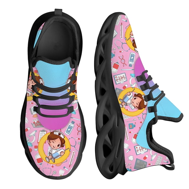 Zapatillas de plataforma con dibujos de enfermera para mujer, zapatos de enfermera que aumentan la altura, transpirables y ligeros para caminar.