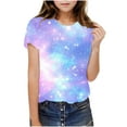 thumbnail image 5 of Frwgonr Girls Breathable Tees Soft Space Tees Kids Boys Casual Tshirts Clothes Summer Tops Purple, Size 3-14 Years, 5 of 6